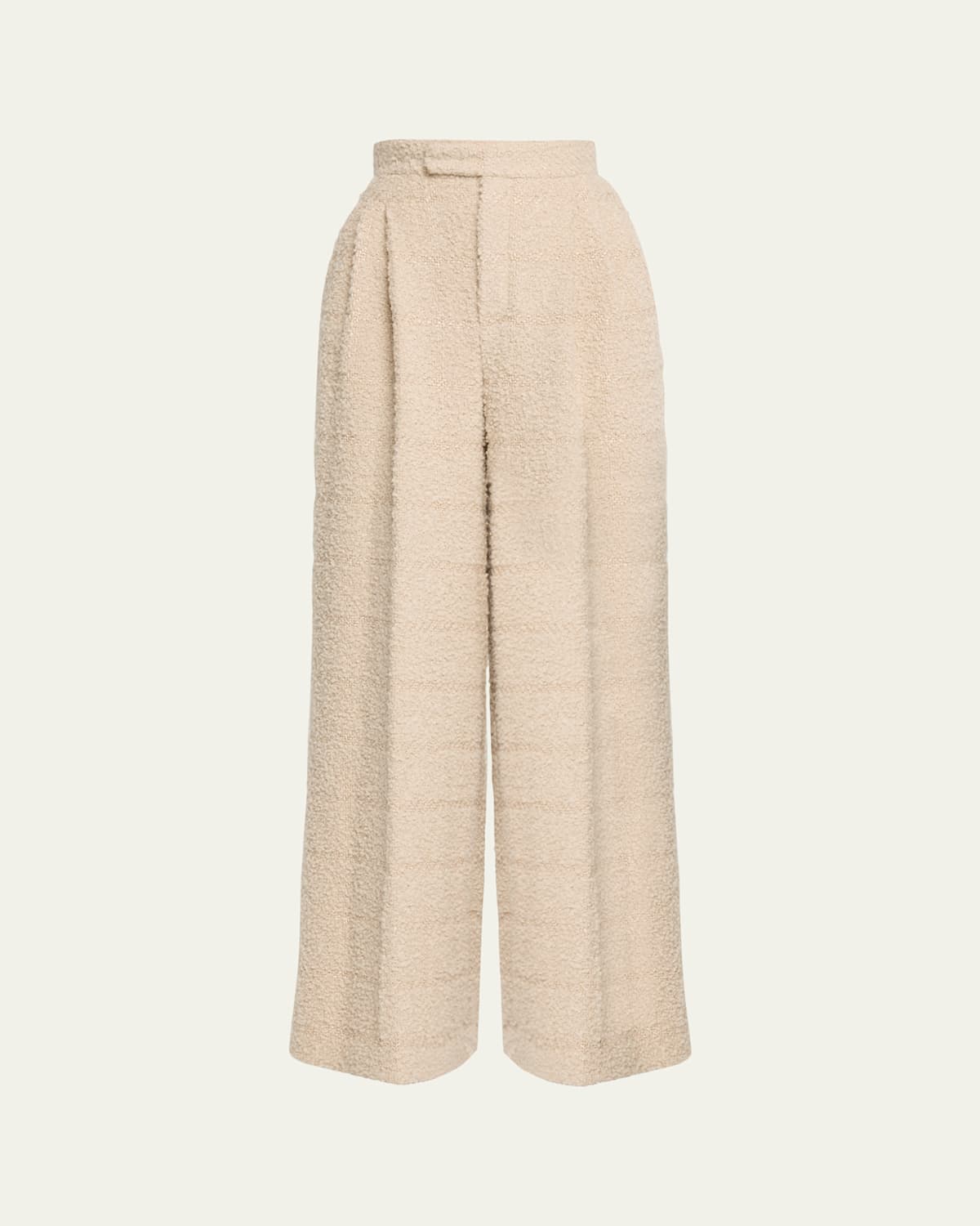 Loro Piana Horst Pleated Boucle Wide-leg Trousers In Neutral