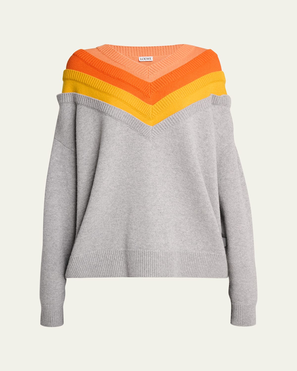 Jean Paul Gaultier Layered V-neck Wool Oversized Sweater In Multi
