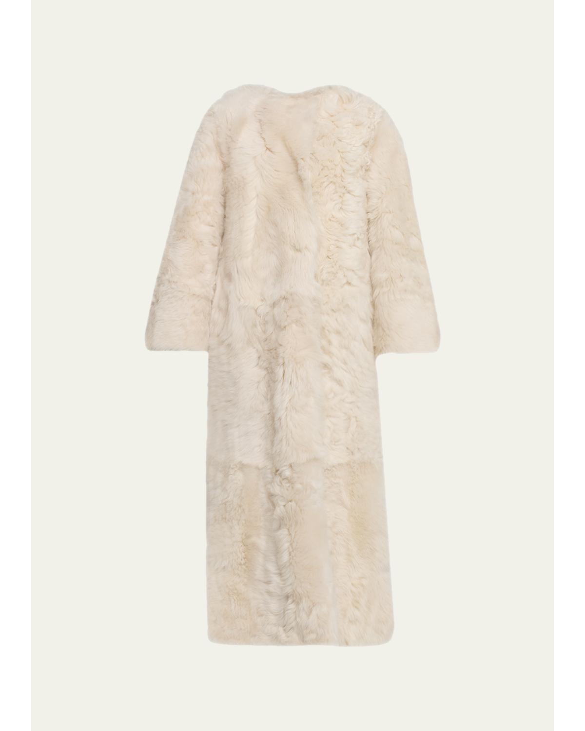 Yves Salomon Long Toscana Lamb Genuine Shearling Coat Women