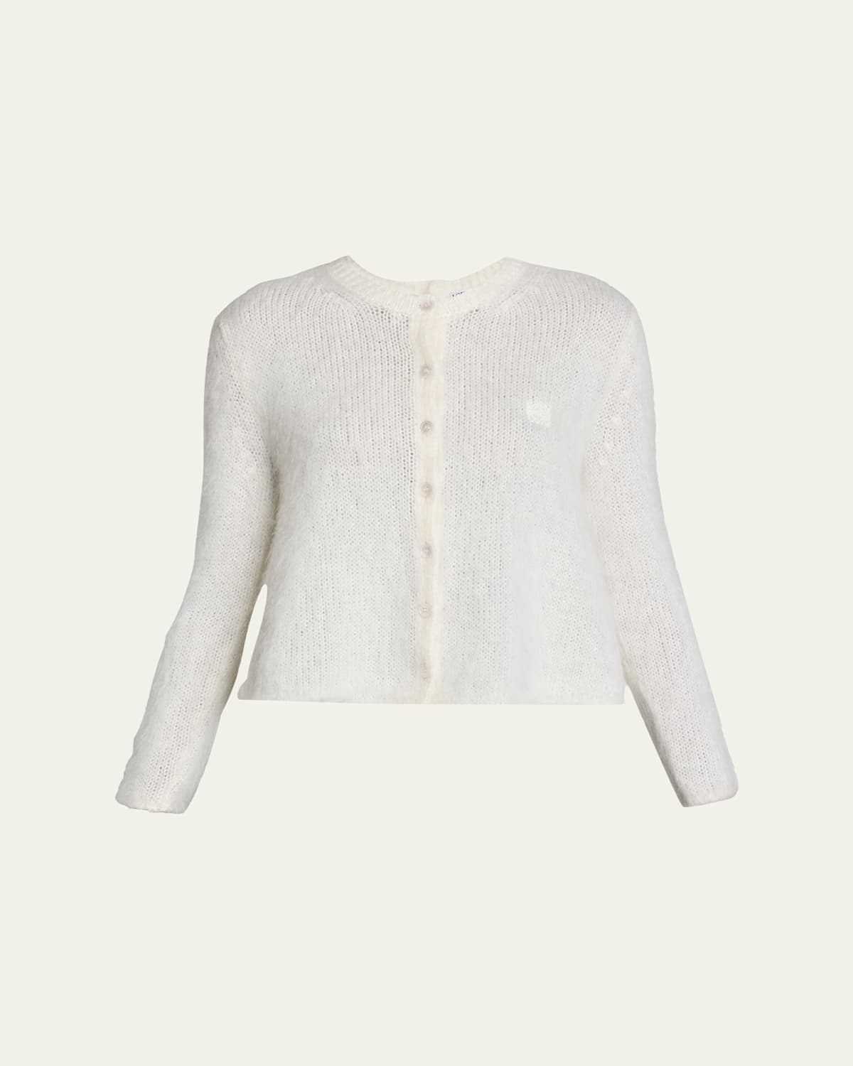 Loewe Mohair Double Button Crewneck Cardigan In White