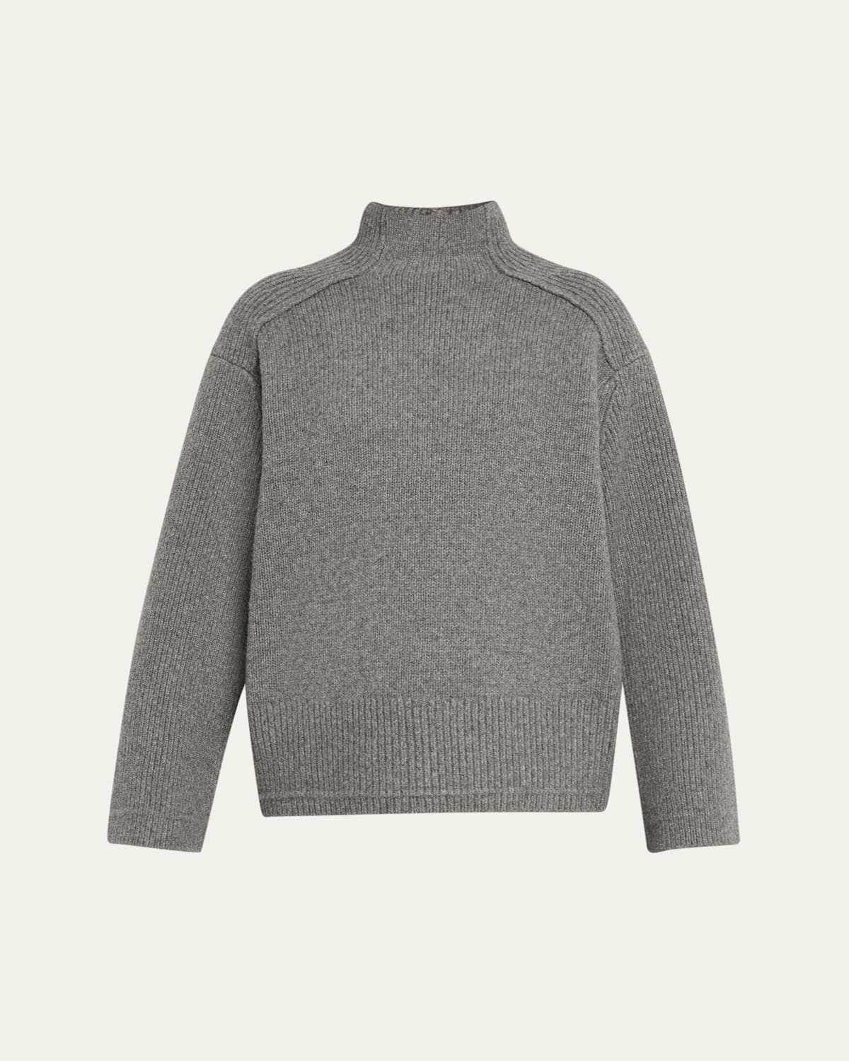 Maria Mcmanus Wool And Cashmere Button Mock-neck Sweater In Gray