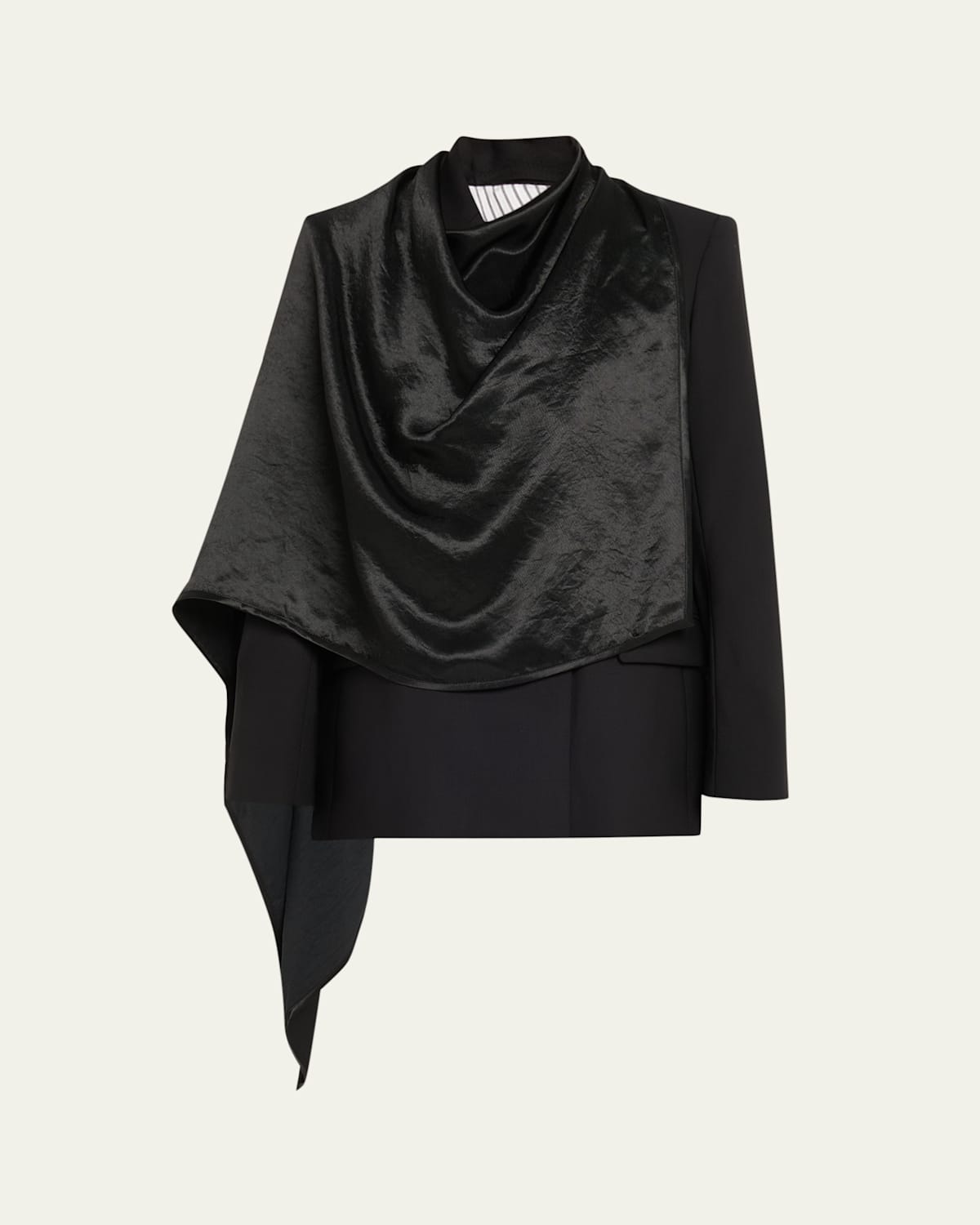6397 Double-breasted Cloak Blazer In Black