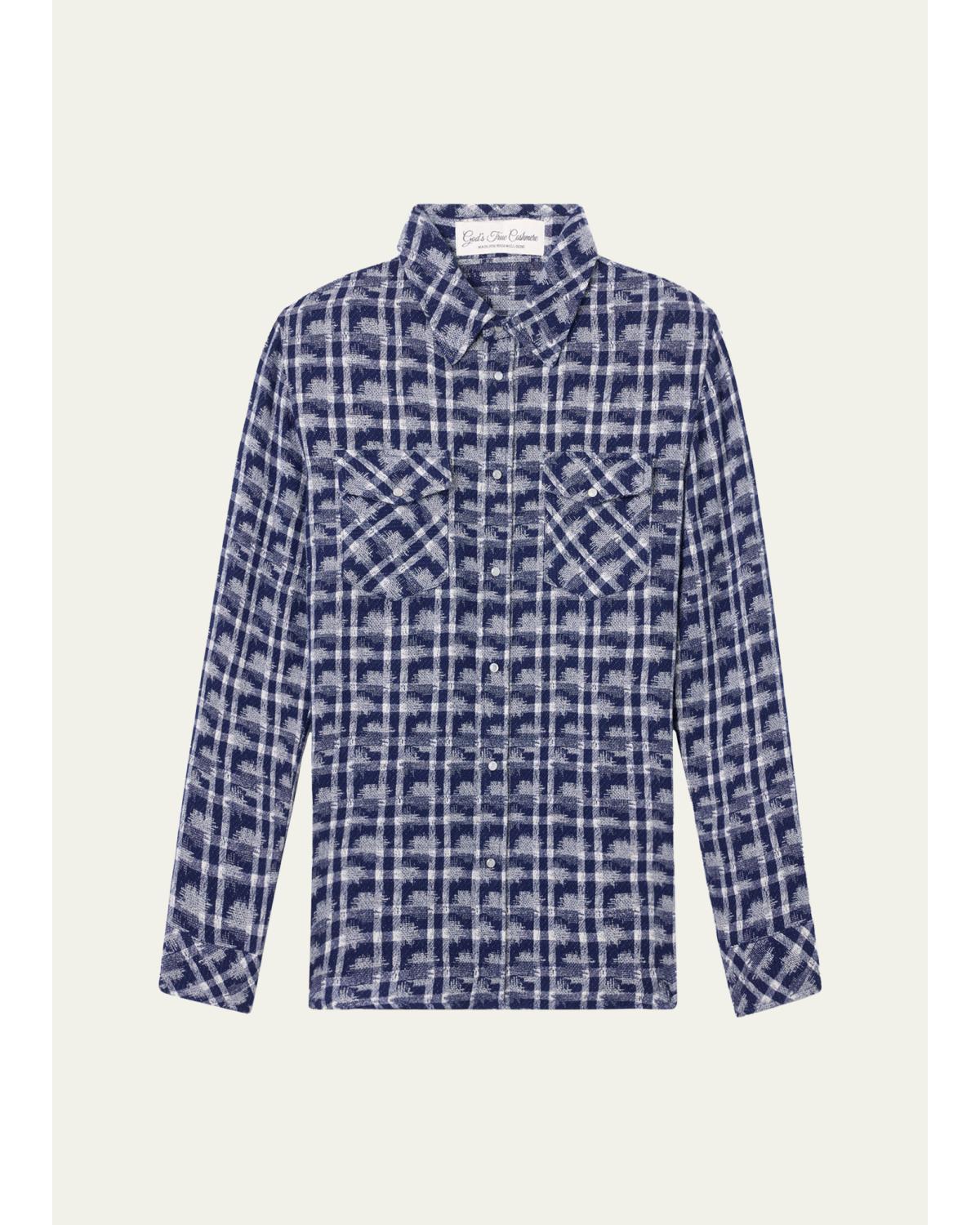 Shibori Plaid Cashmere Sport Shirt