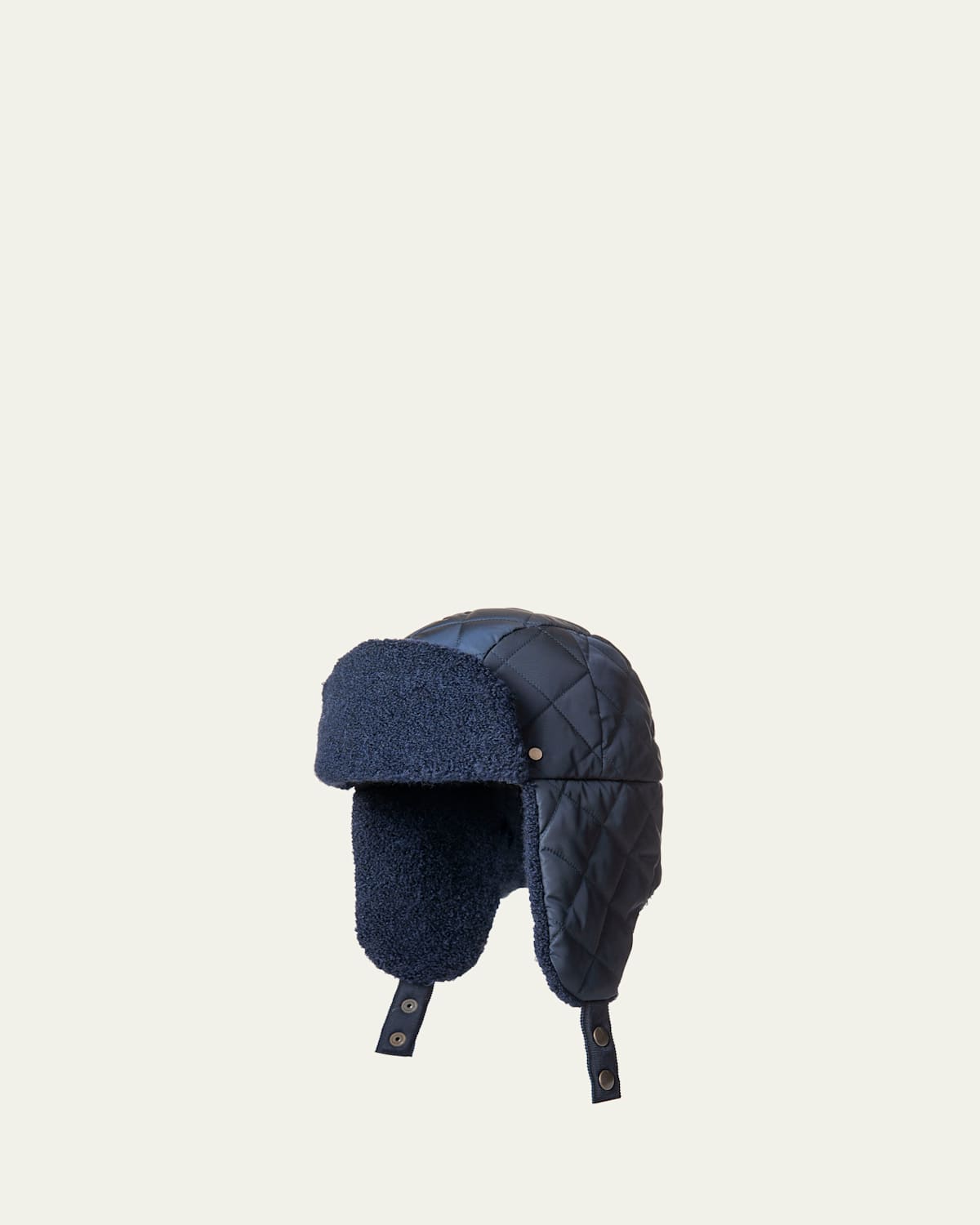 Inverni Men's Quilted Nylon And Llama Fur Trapper Hat In Blue
