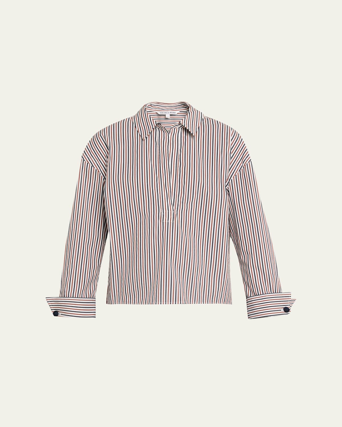 Veronica Beard Draymond Striped Button-front Shirt In Purple