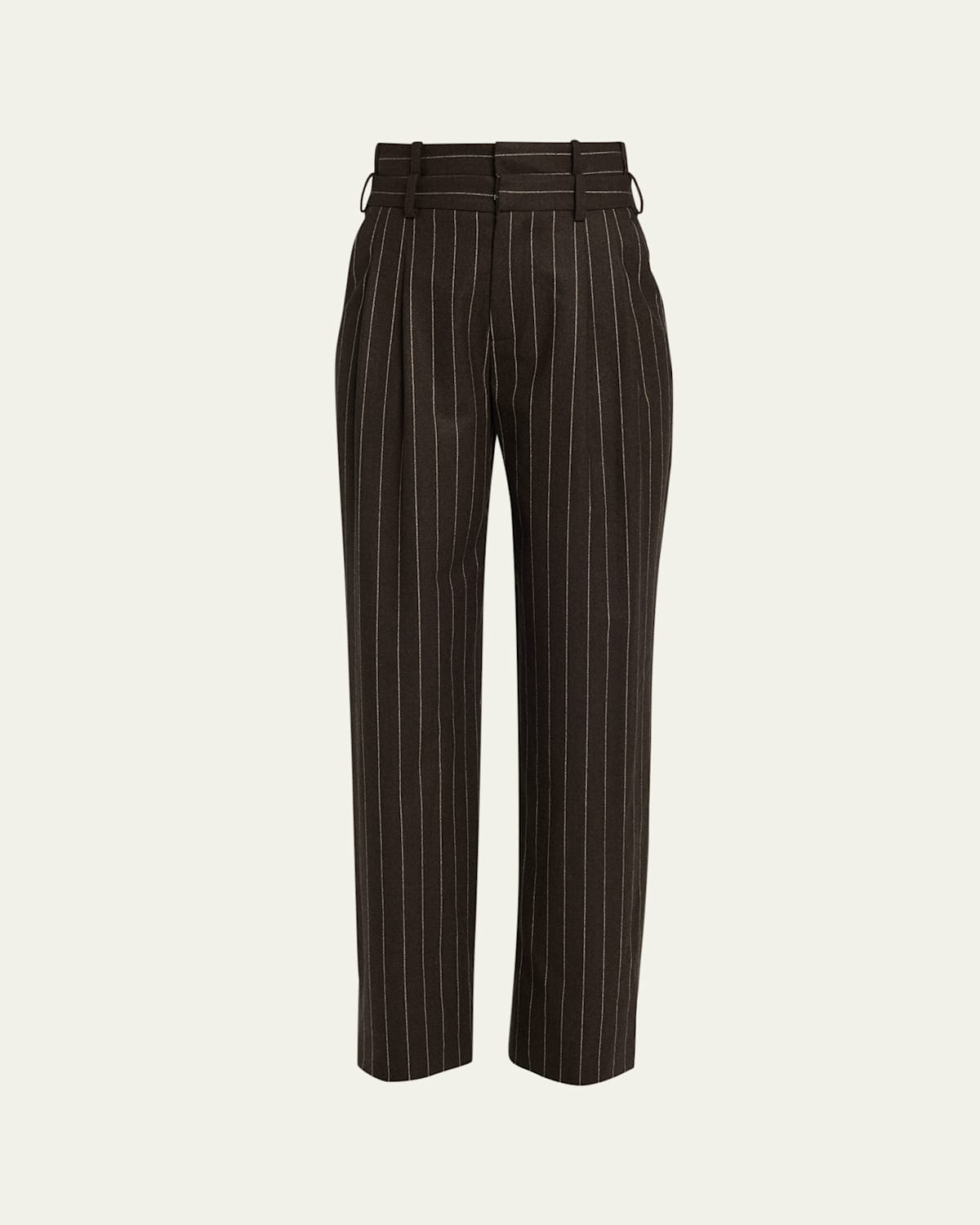 Monse Double Waistband Pinstripe Straight-leg Pants In Brown