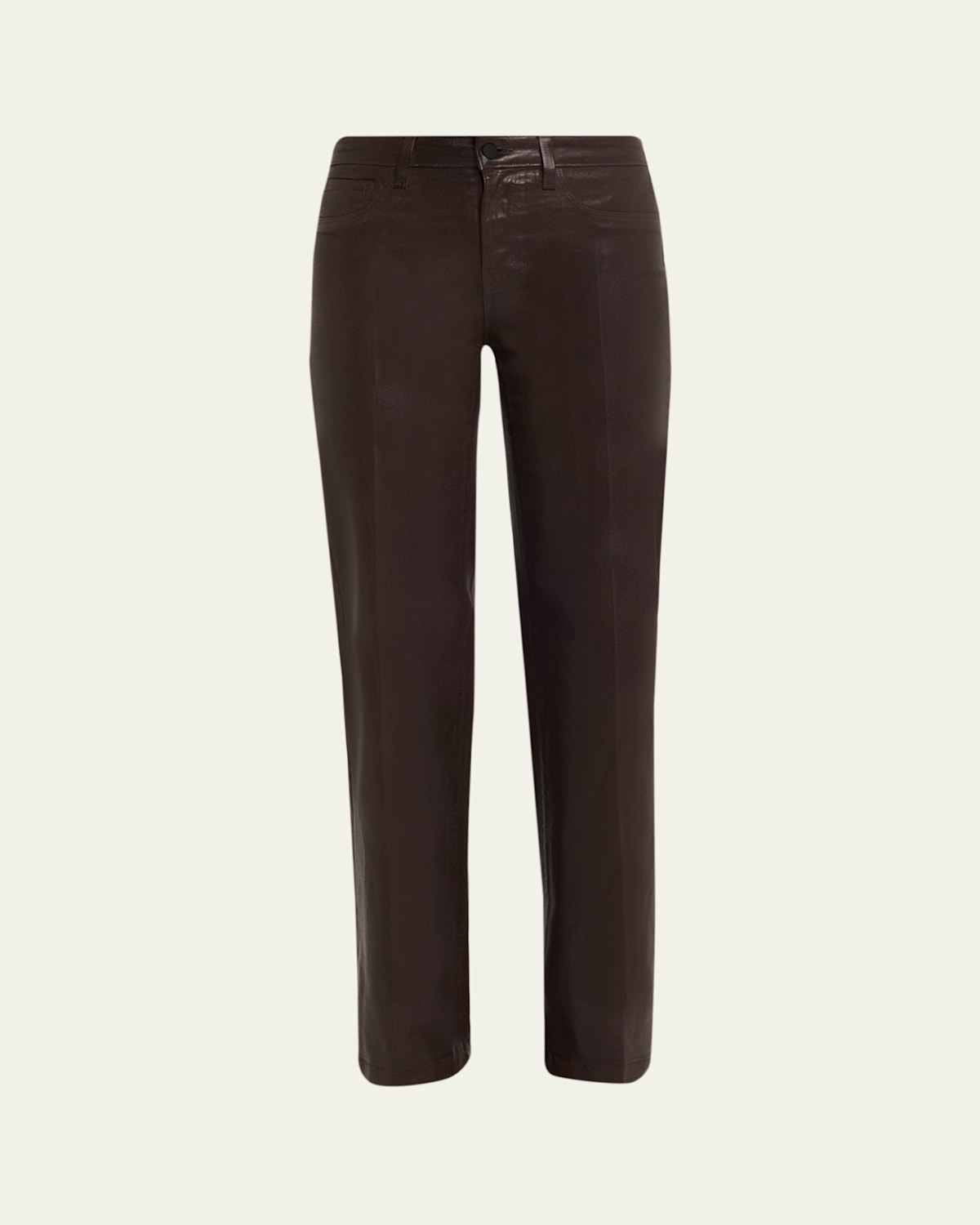L'agence Clayton High-rise Coated Wide-leg Jeans - Exclusive In Brown