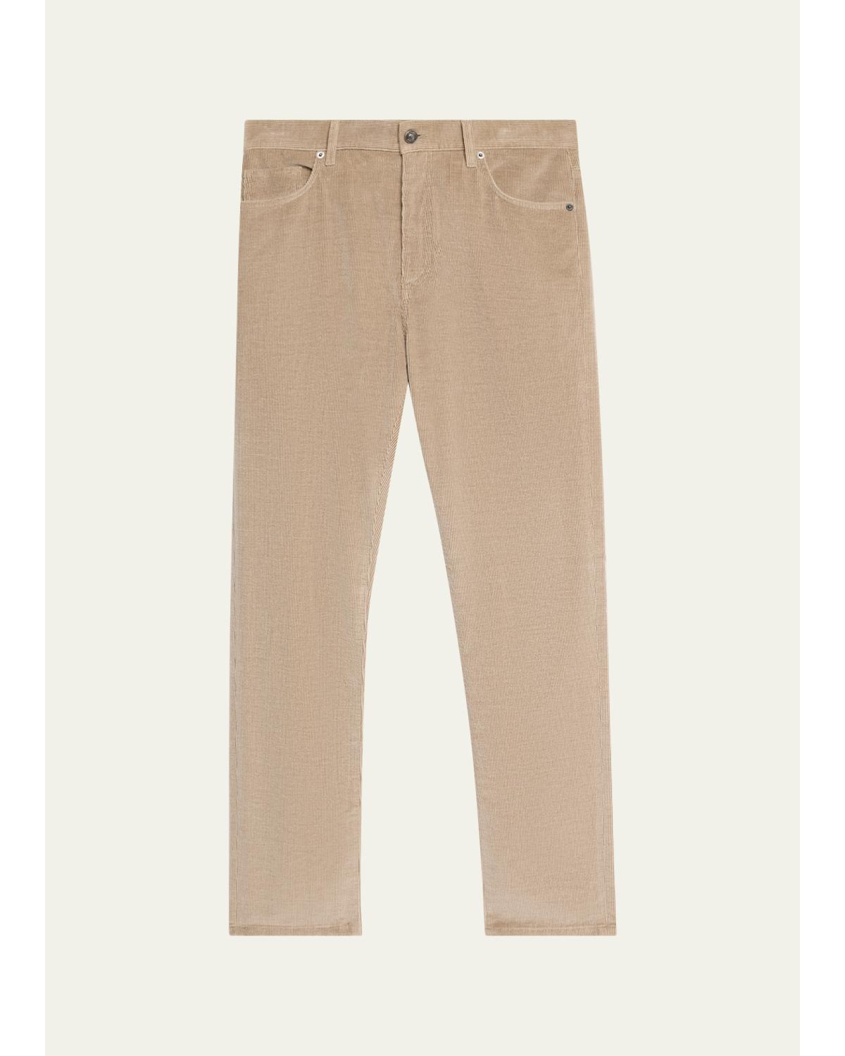 Men'S Dark Gray Corduroy Straight-Leg Jeans