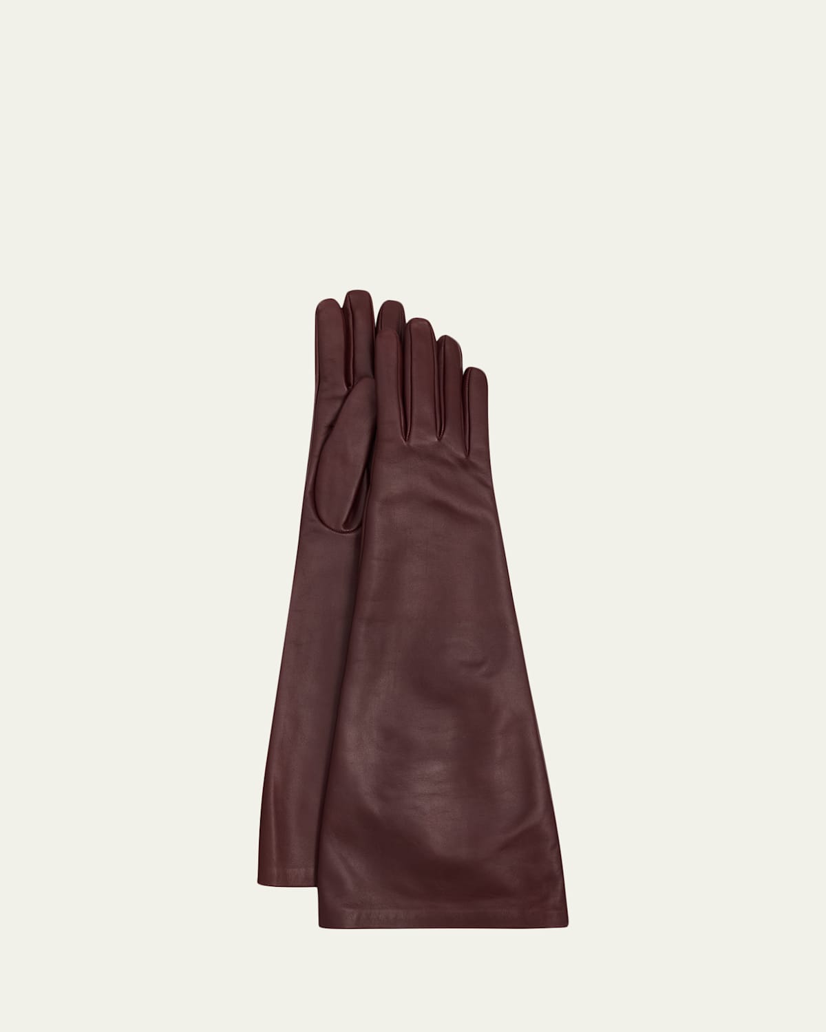 Saint Laurent Long Leather Gloves In Brown