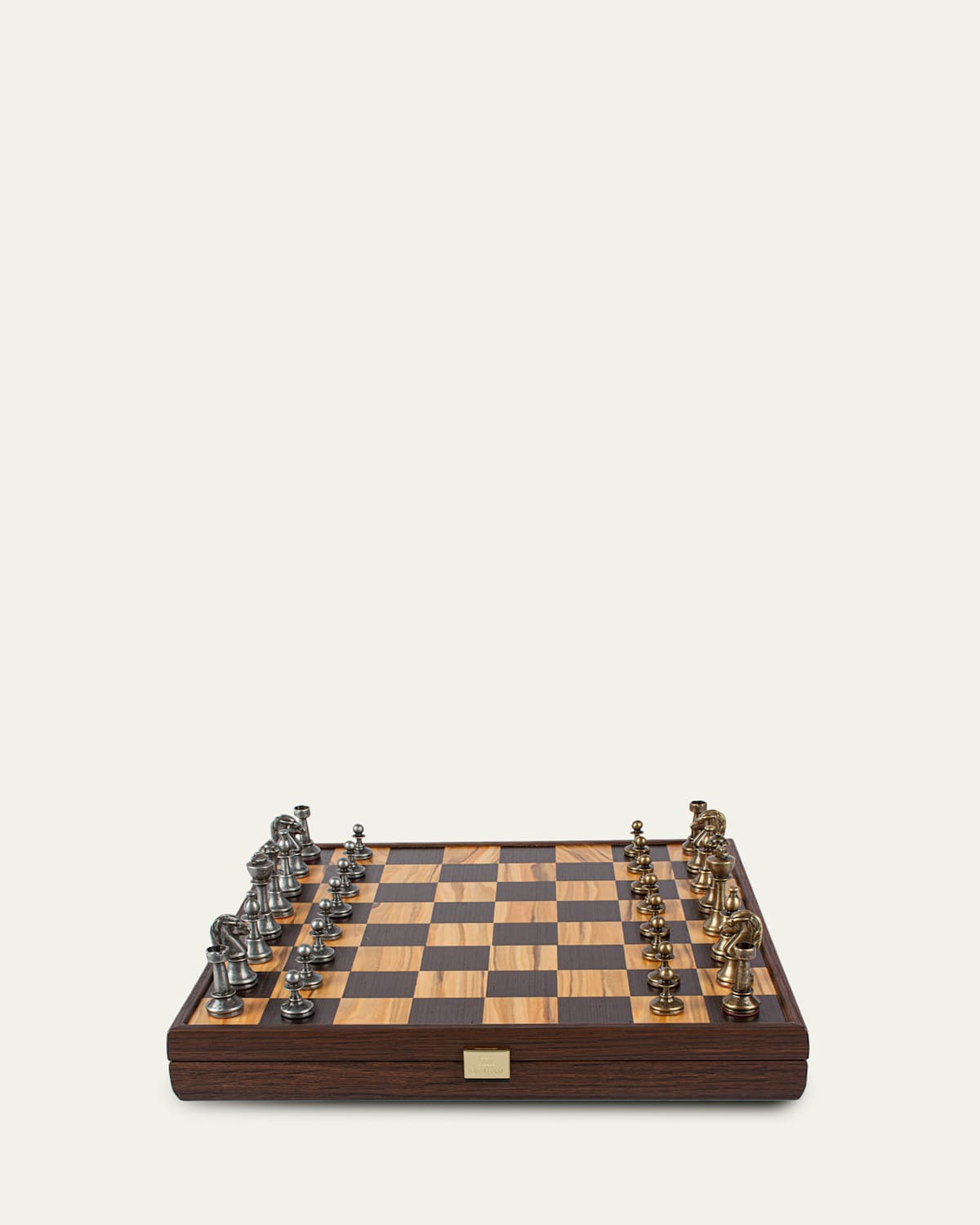 Manopoulos Metal & Wood Staunton Chess Set