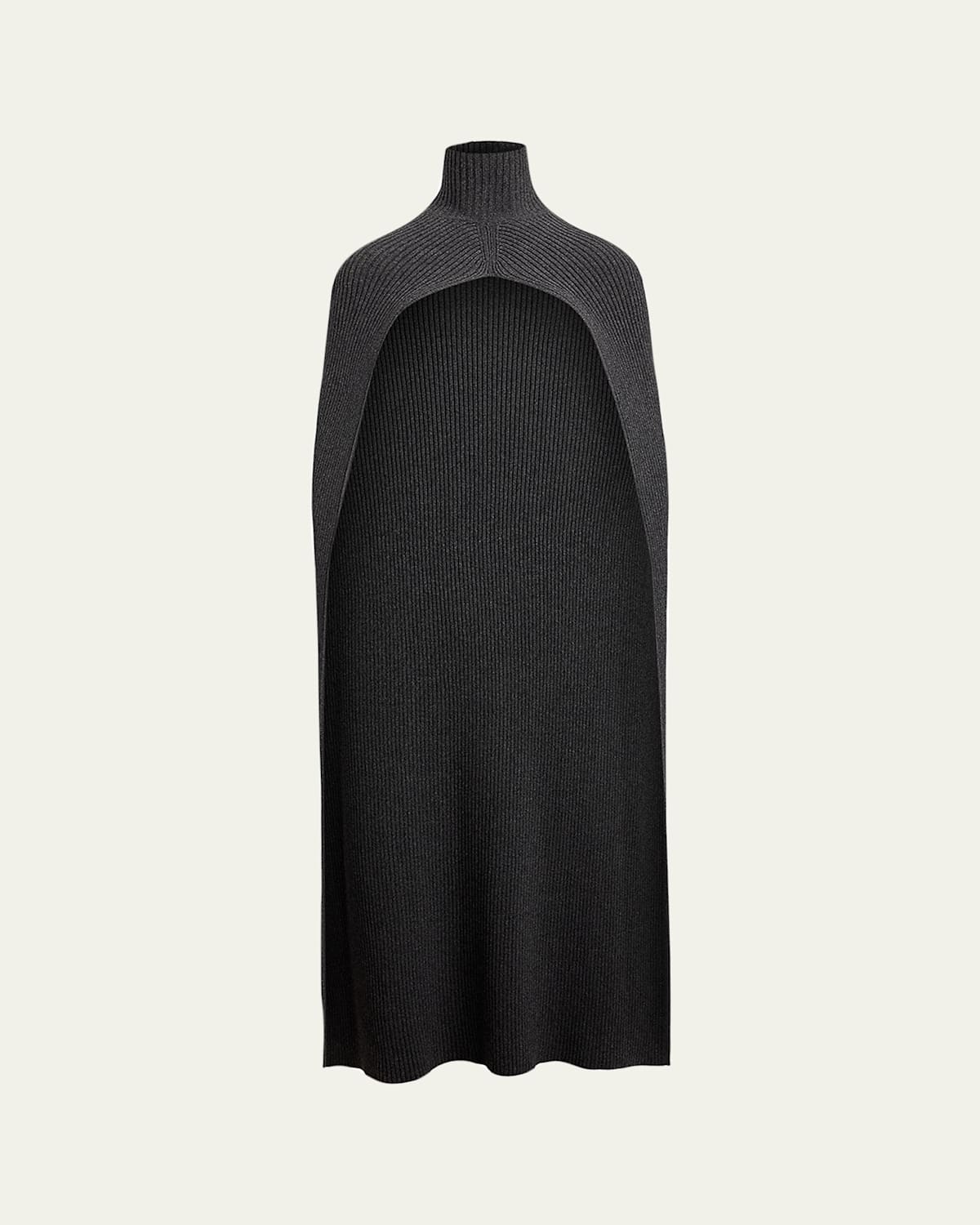 Ralph Lauren Turtleneck Cashmere High-low Cape In Gray