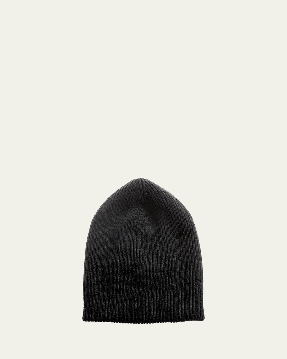 Inverni Men's Cashmere Rib Solid Beanie Hat In Black