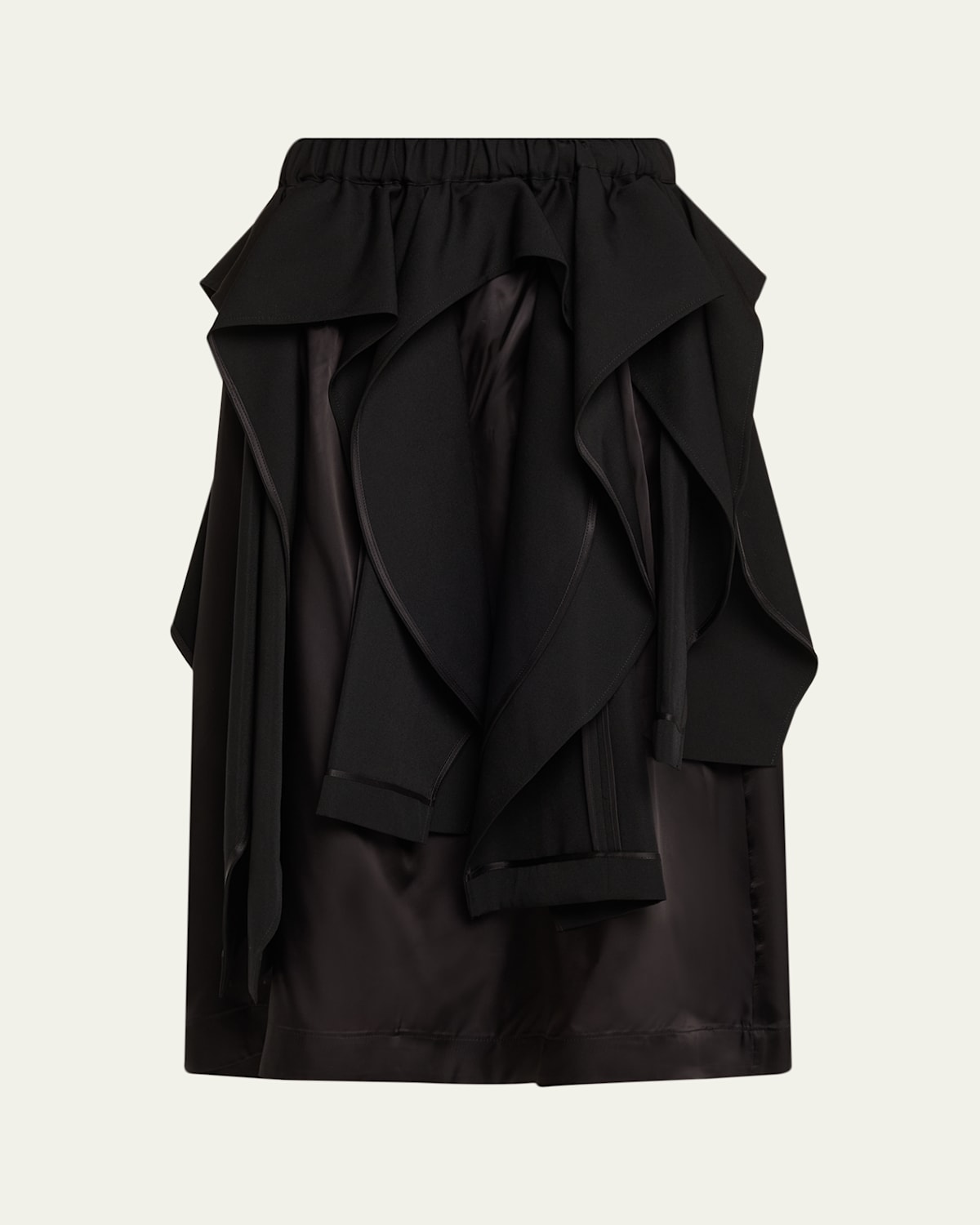 Noir Kei Ninomiya Deconstructed Wool Gabardine Midi Skirt In Black