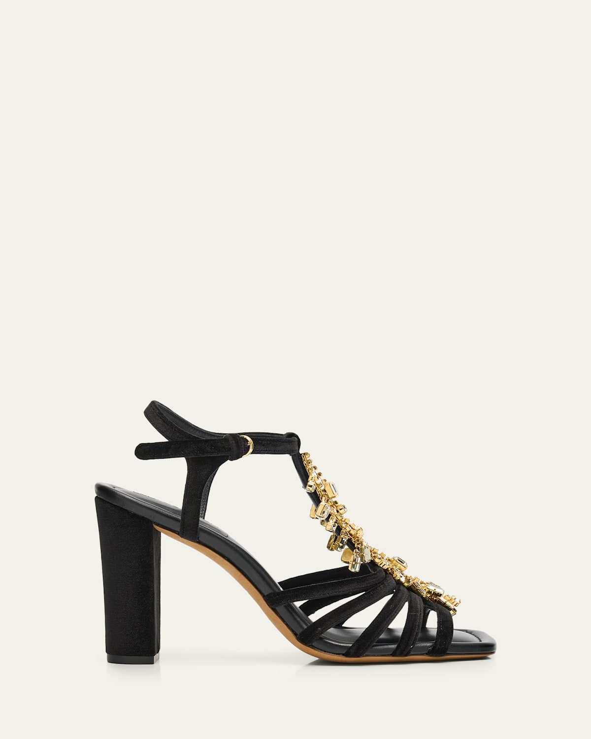 Ulla Johnson 100mm Bianca Crystal T-strap Velvet Sandals In Animal Print