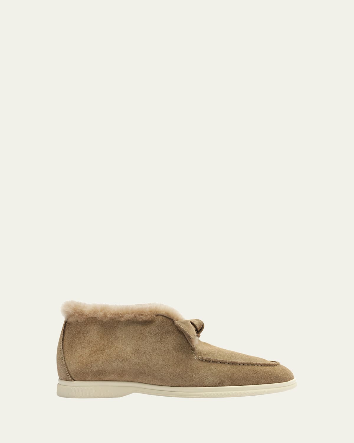 Alexandre Birman Semolina Clarita Shearling-lined Suede Booties In Nude