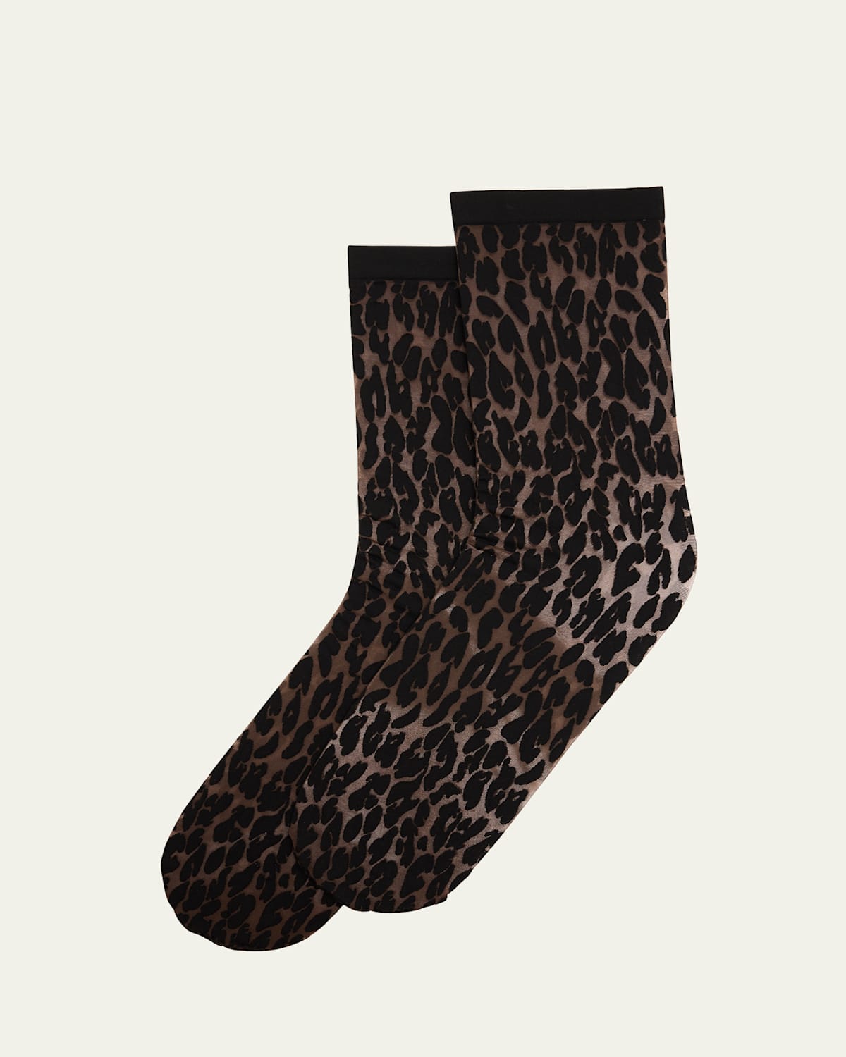 Wolford Leo Animal-patterned Matte Crew Socks In Brown