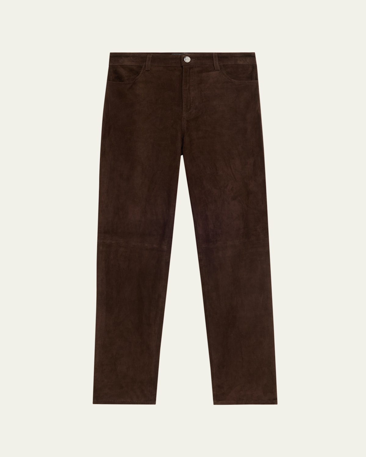 Sprwmn Suede Five-pocket Slim Straight Pants In Brown