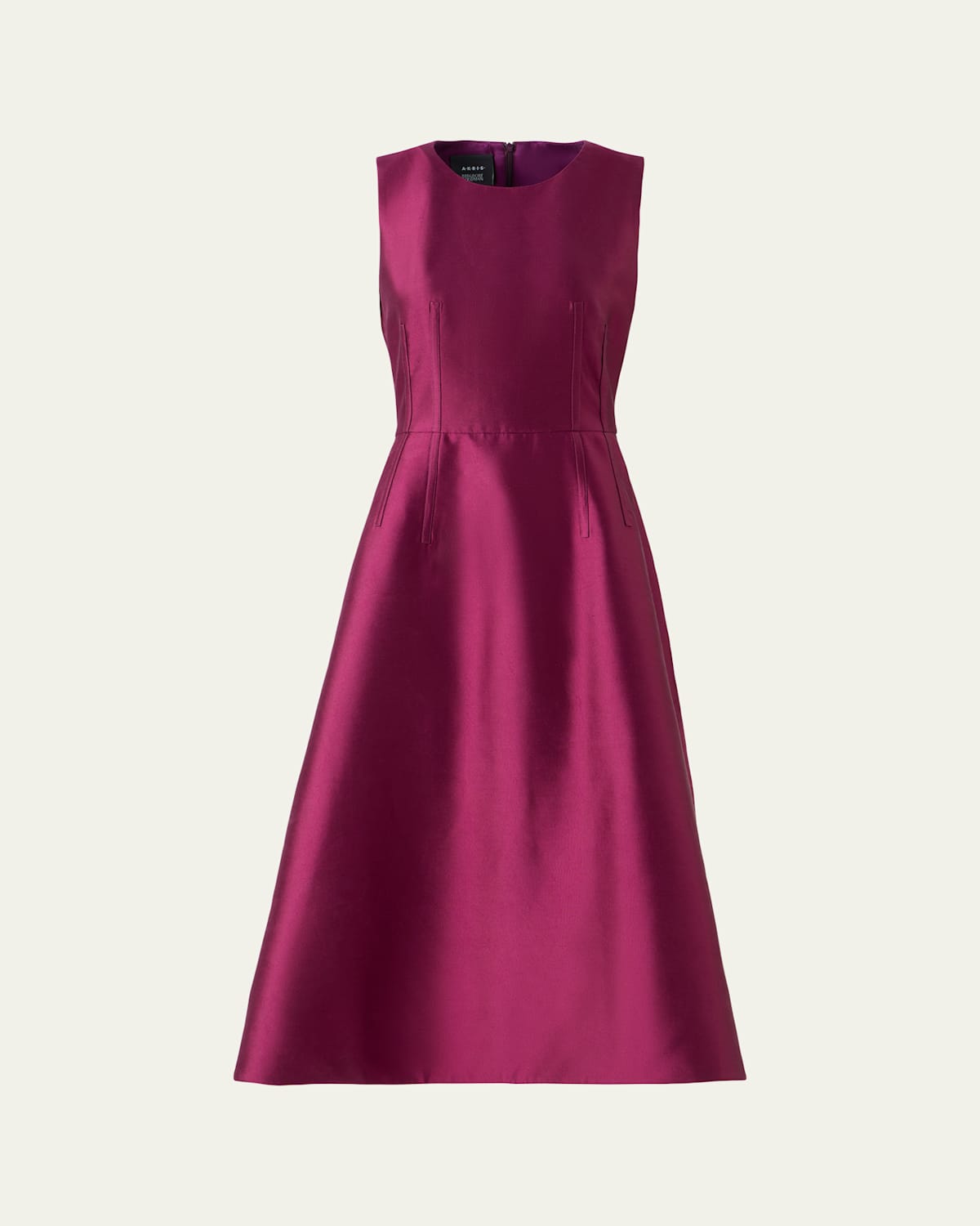 Akris Dupion Sleeveless Silk Shantung Midi Dress In Purple