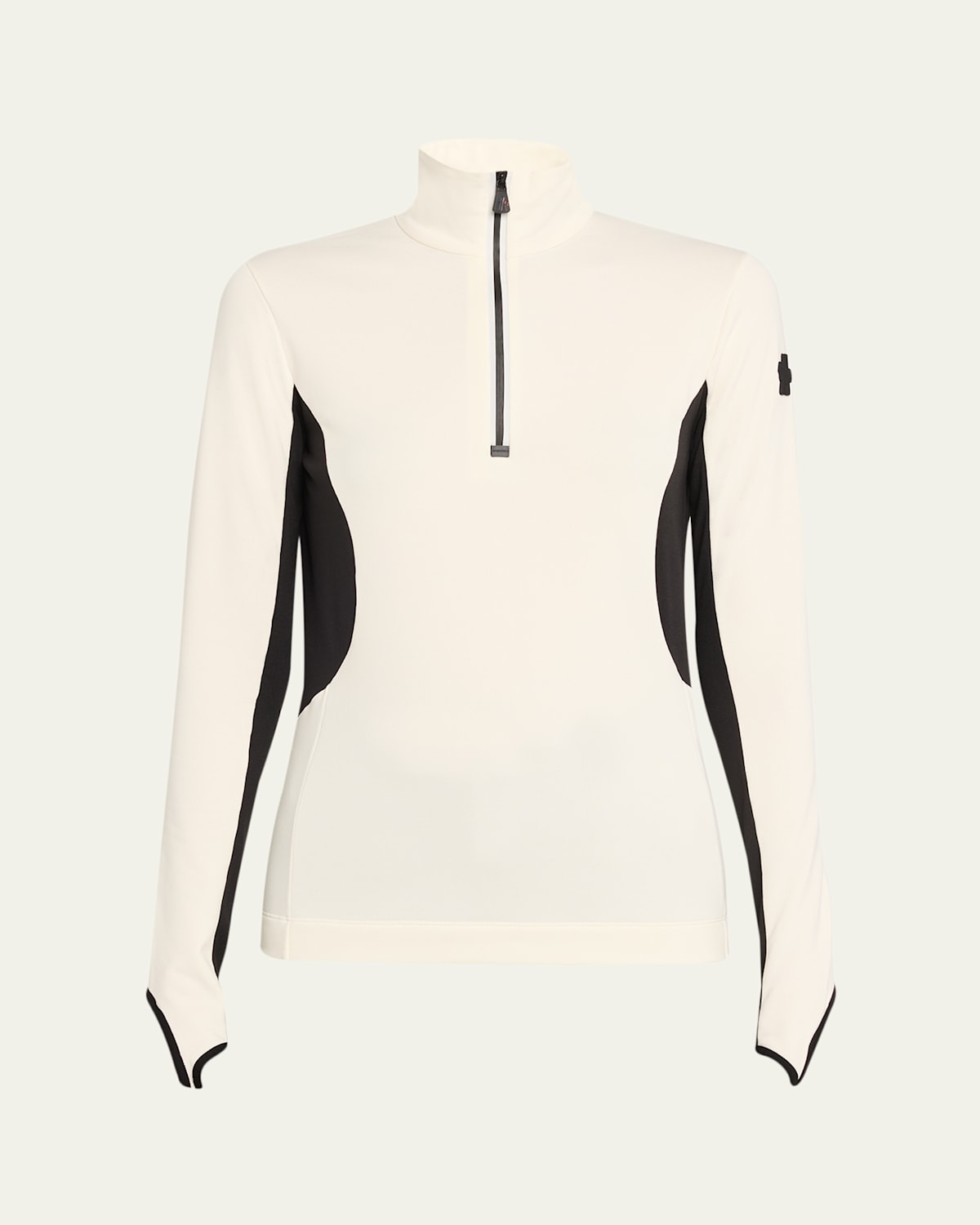 Moncler Grenoble Polartec® Power Grid™ Base Layer Half Zip Pullover In White
