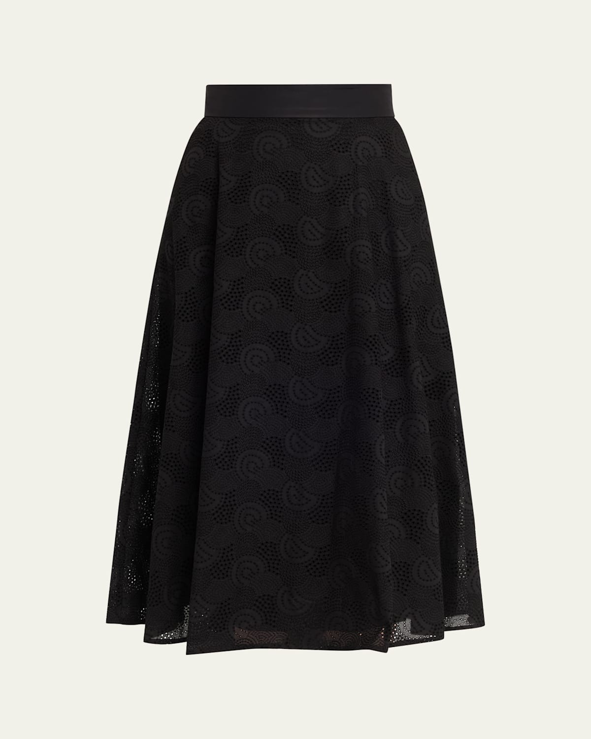 Akris Orbit Broderie Anglaise Midi Skirt In Black
