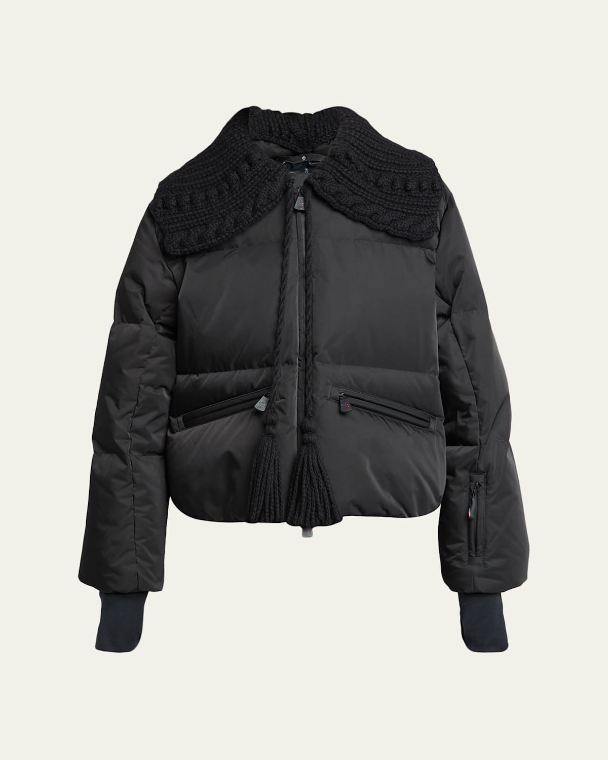 Moncler Furtschella Down Bomber Jacket With Detachable Collar In Black