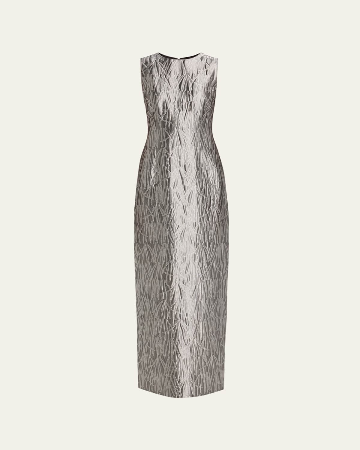 Lafayette 148 Sleeveless Metallic Jacquard Column Gown In Animal Print