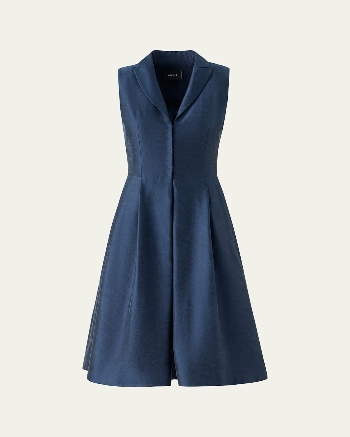 Akris Sleeveless Silk Shantung Trench Dress In Blue