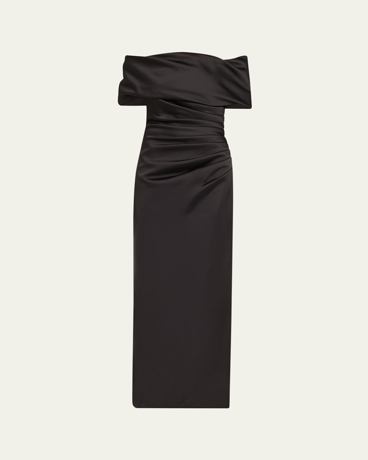 Simkhai Valencia Pleated Off-shoulder Column Gown In Black