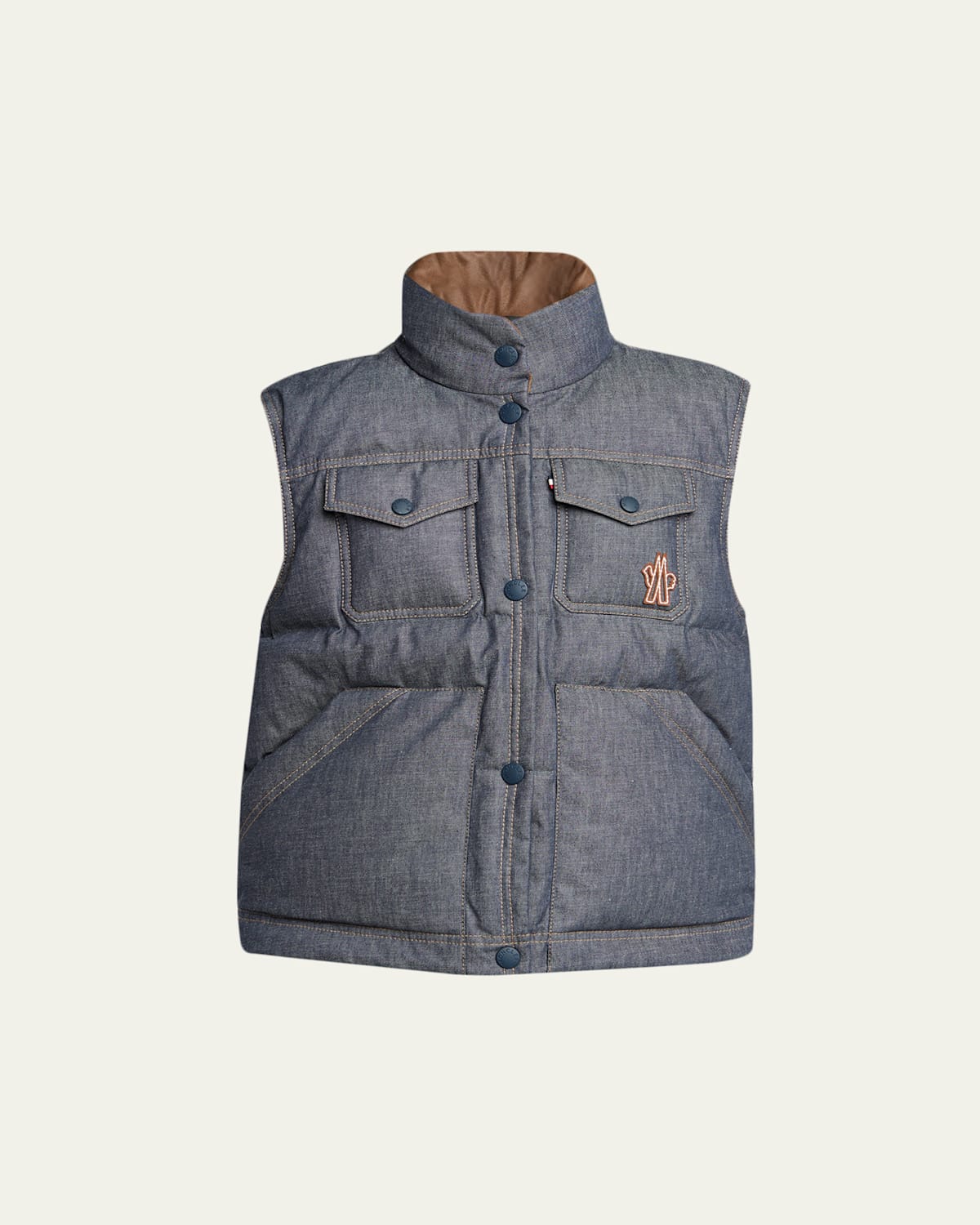 Moncler Knysna Denim Down Vest In Gray