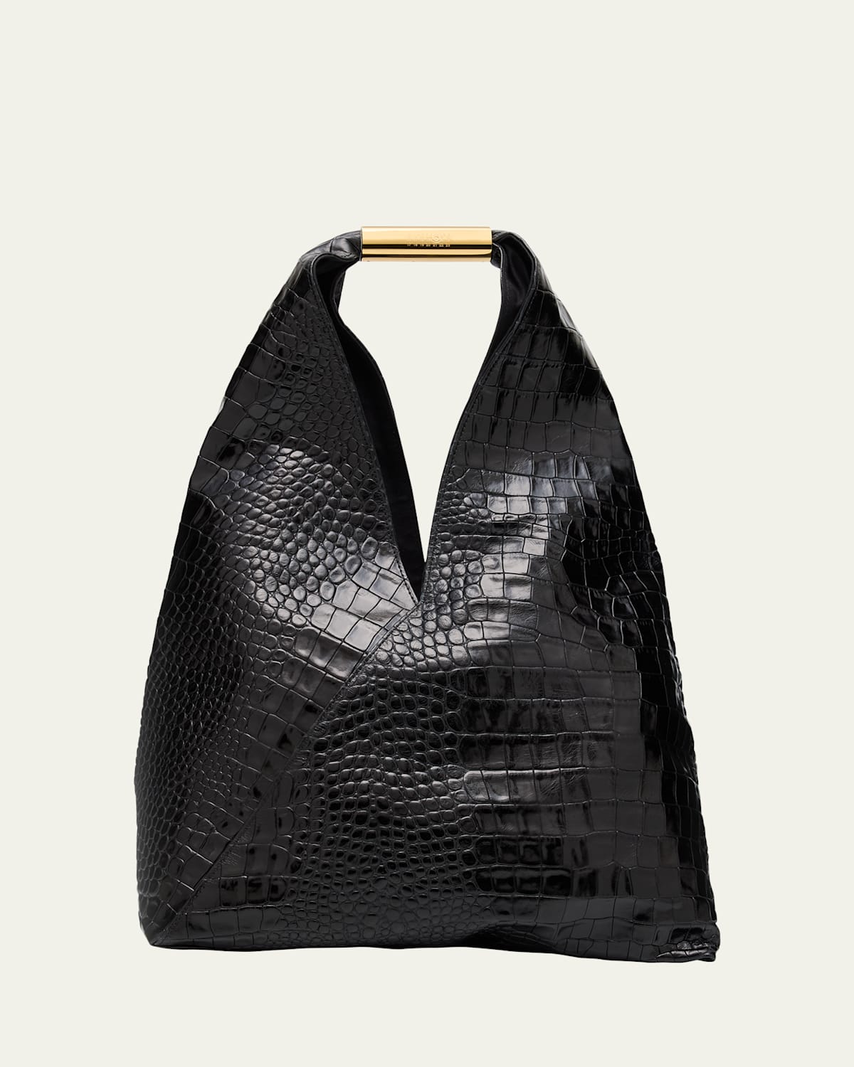 Maison Margiela Japanese Croc-embossed Leather Tote Bag In Black