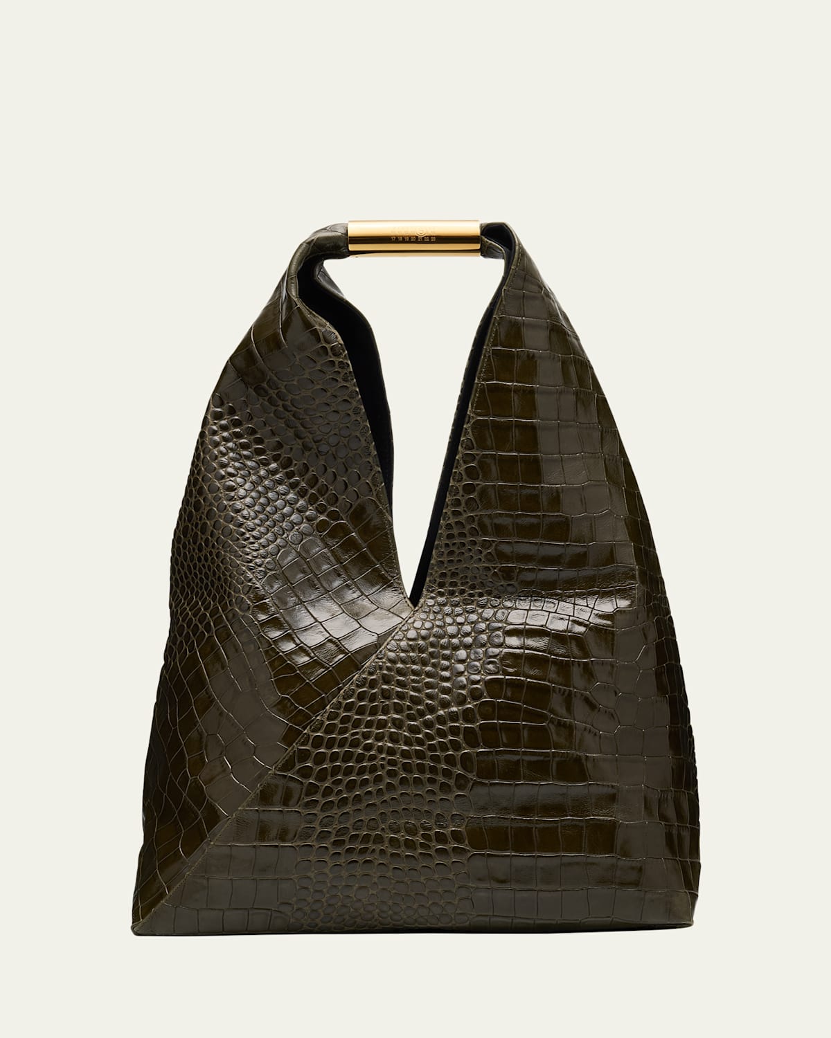 Maison Margiela Japanese Croc-embossed Leather Tote Bag In Green