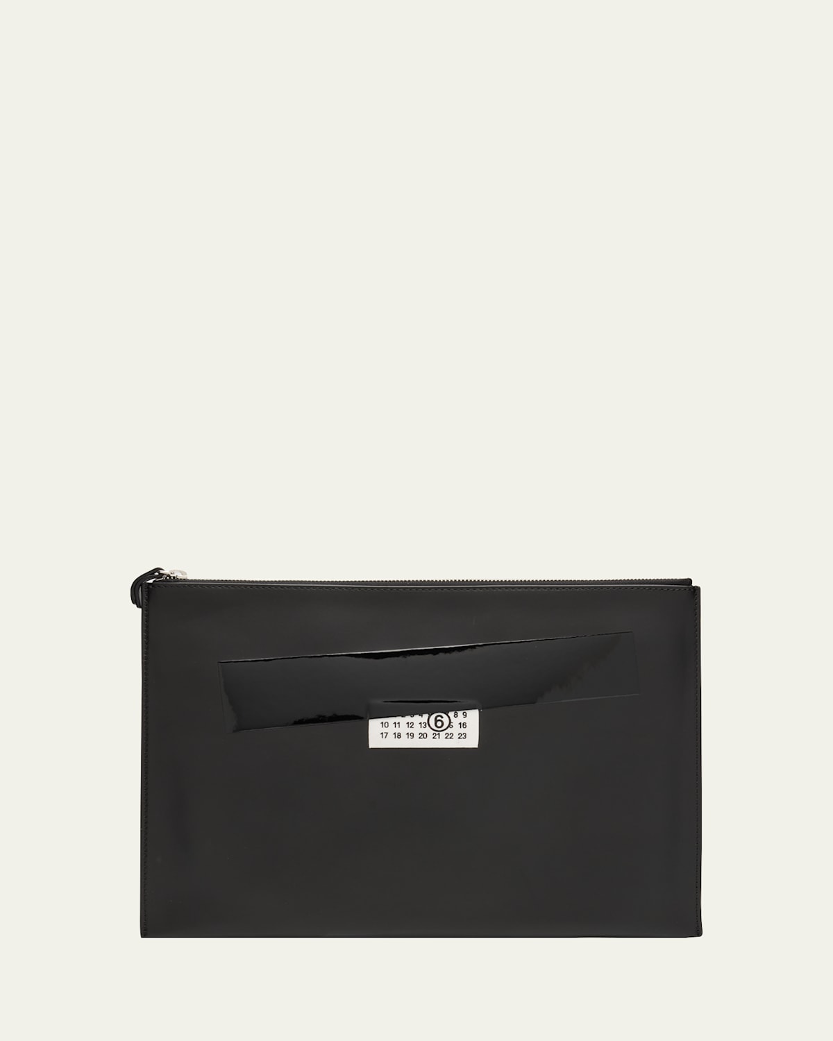Maison Margiela Zip-top Leather Pouch Bag In Black