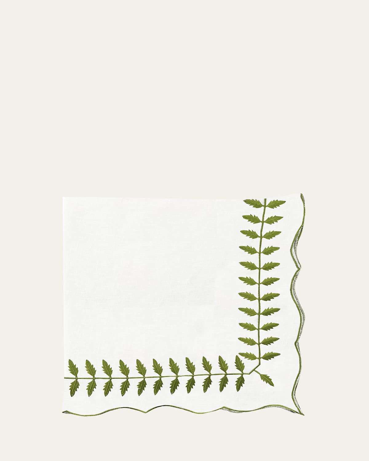 Nomi K Vine Leaf Embroidered Linen Napkin