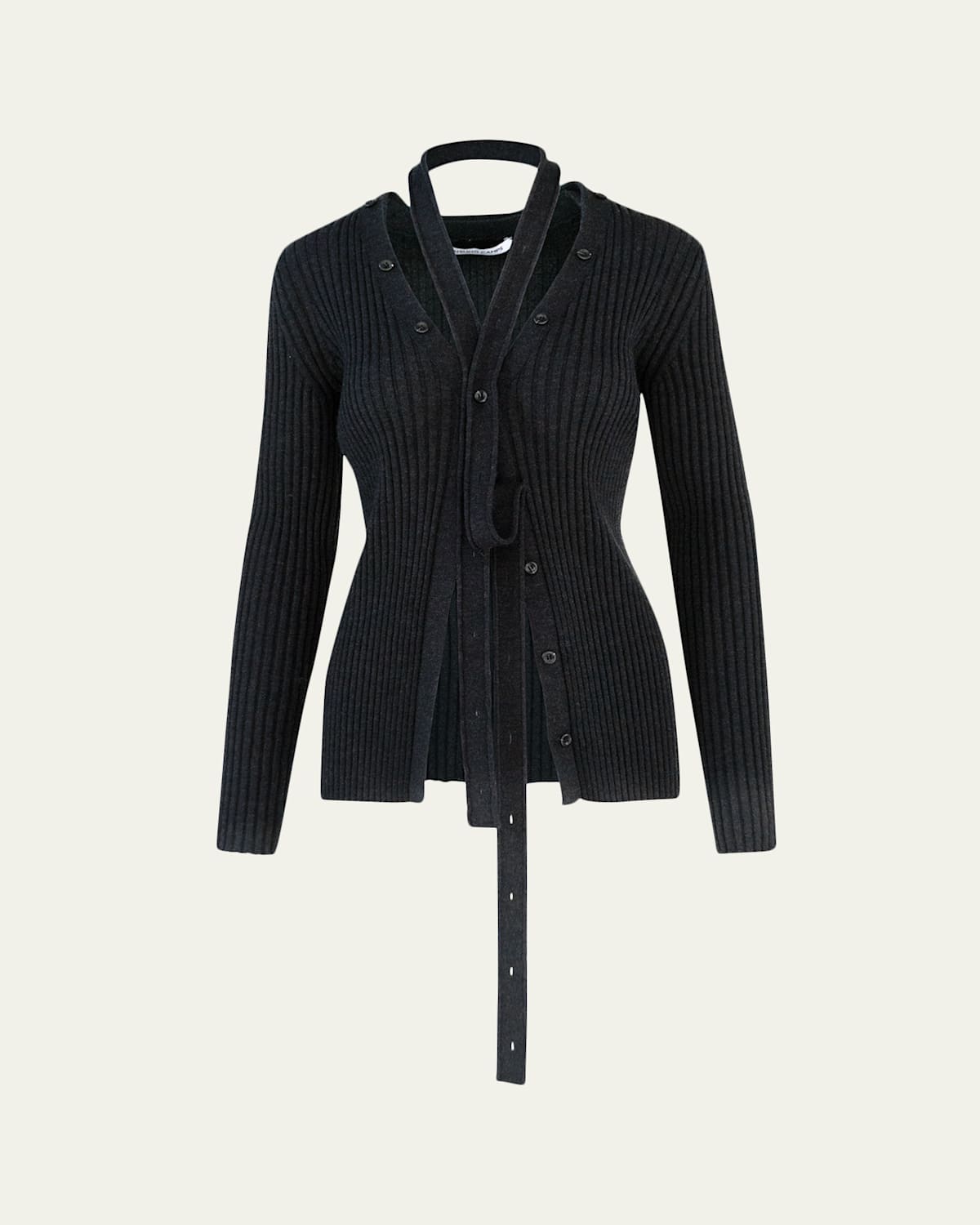 Aisling Camps Button Convertible Rib V-Neck Cardigan