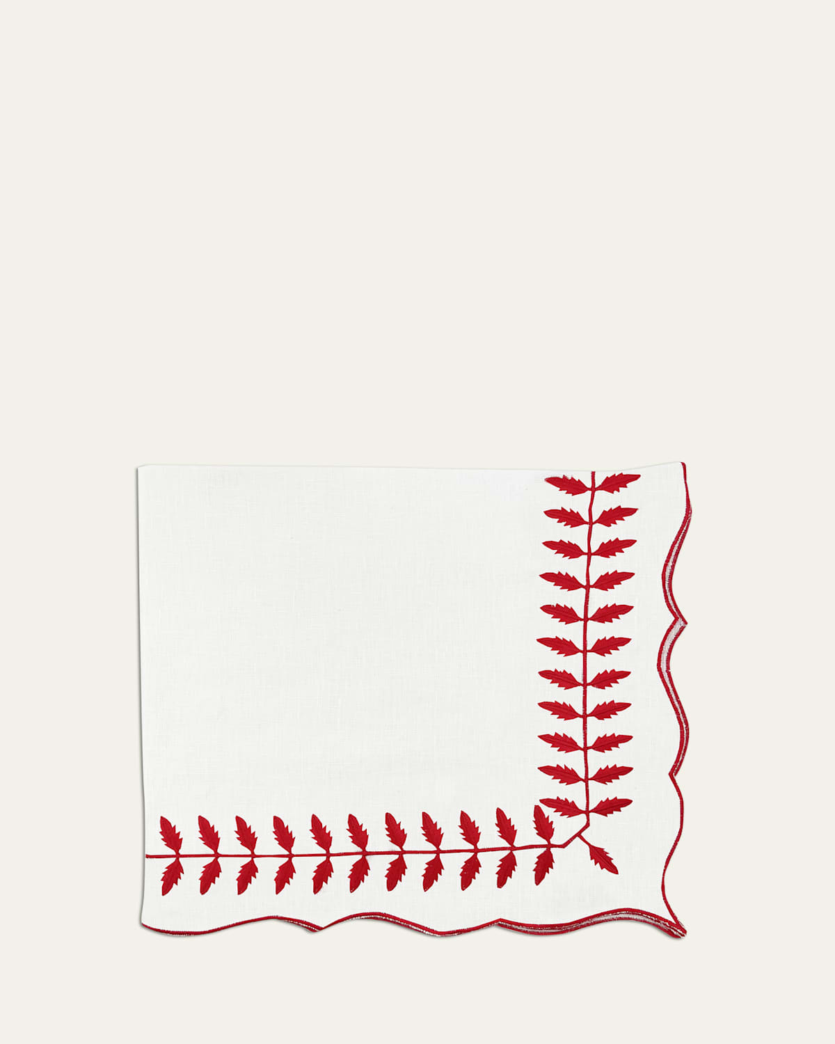 Nomi K Vine Leaf Embroidered Linen Napkin