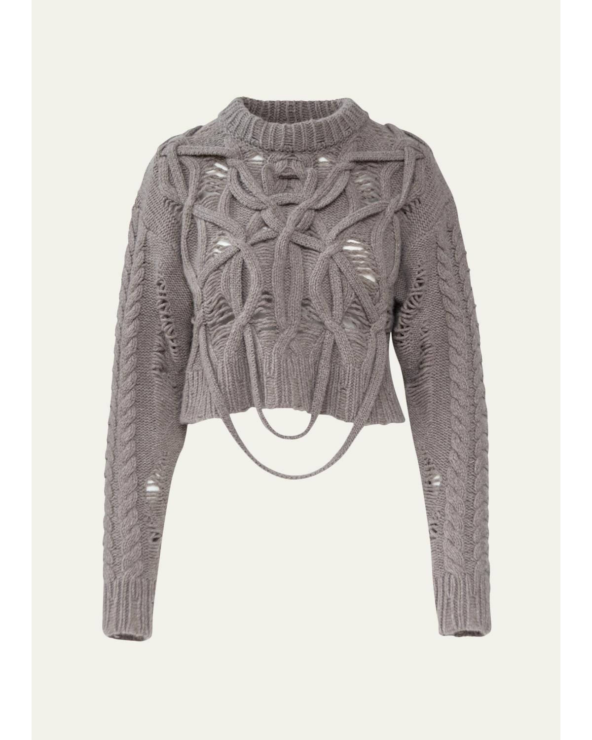 Briar Deconstructed Cable Knit Crop Sweater