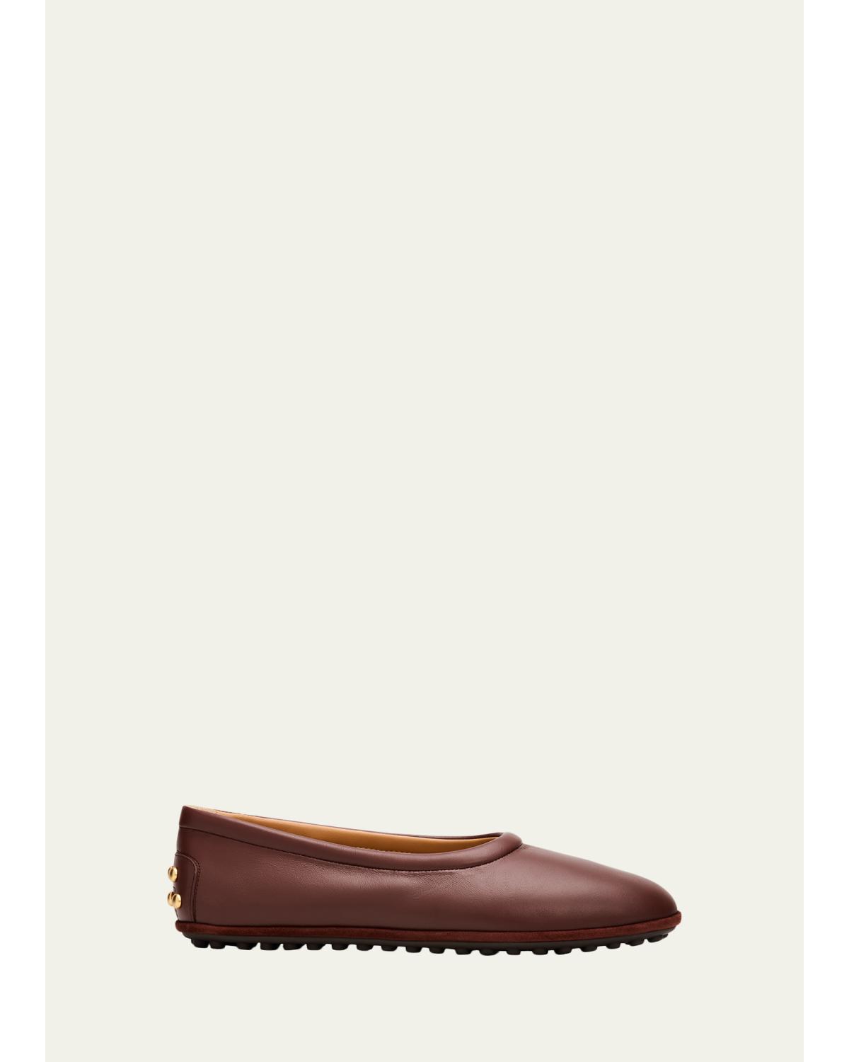 Metal Dots Nappa Leather Ballerina Flats