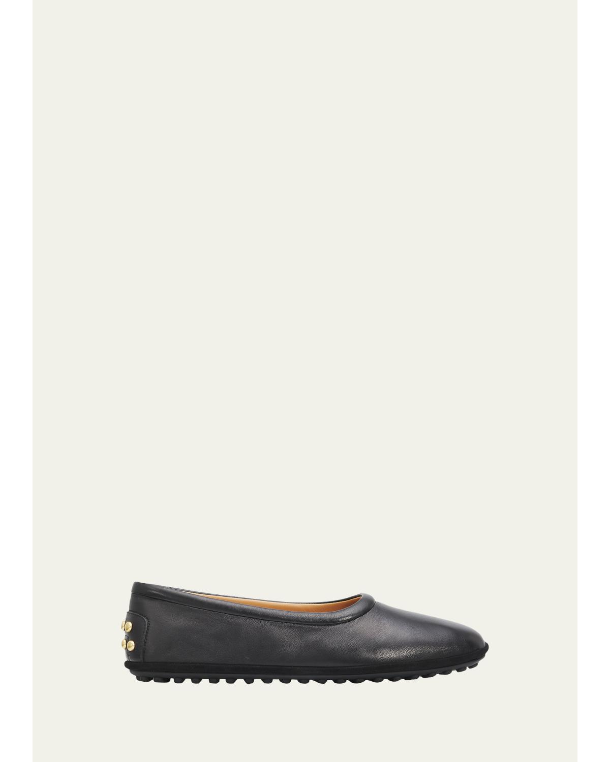 Studded Nappa Leather Ballerina Flats