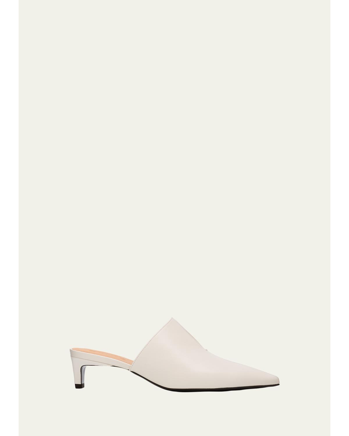 40mm Nappa Leather Kitten-Heel Mules