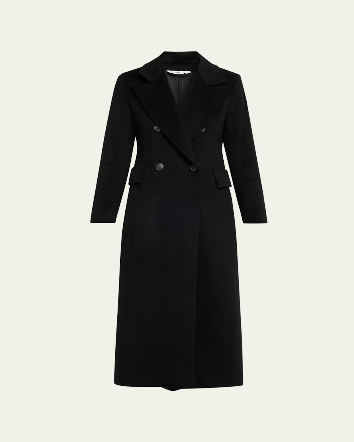 Fleurette Scarlett Italian Wool Maxi Coat In Black