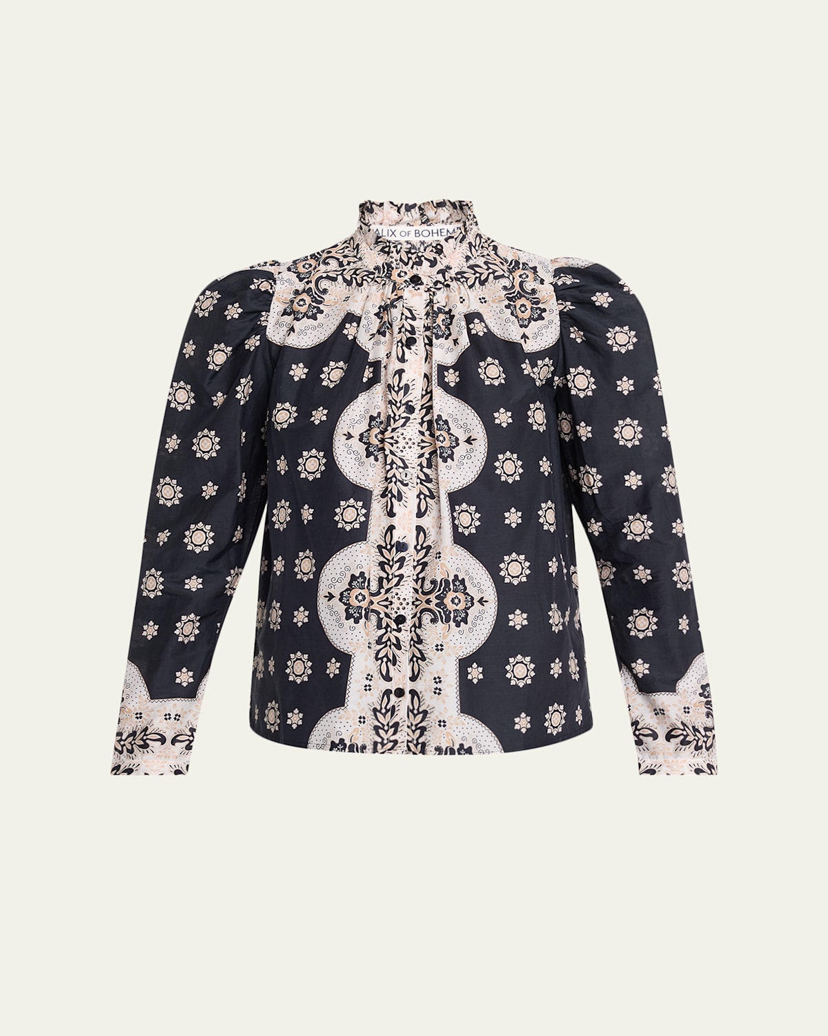 Alix Of Bohemia Artemis Printed Long-sleeve Blouse In Black