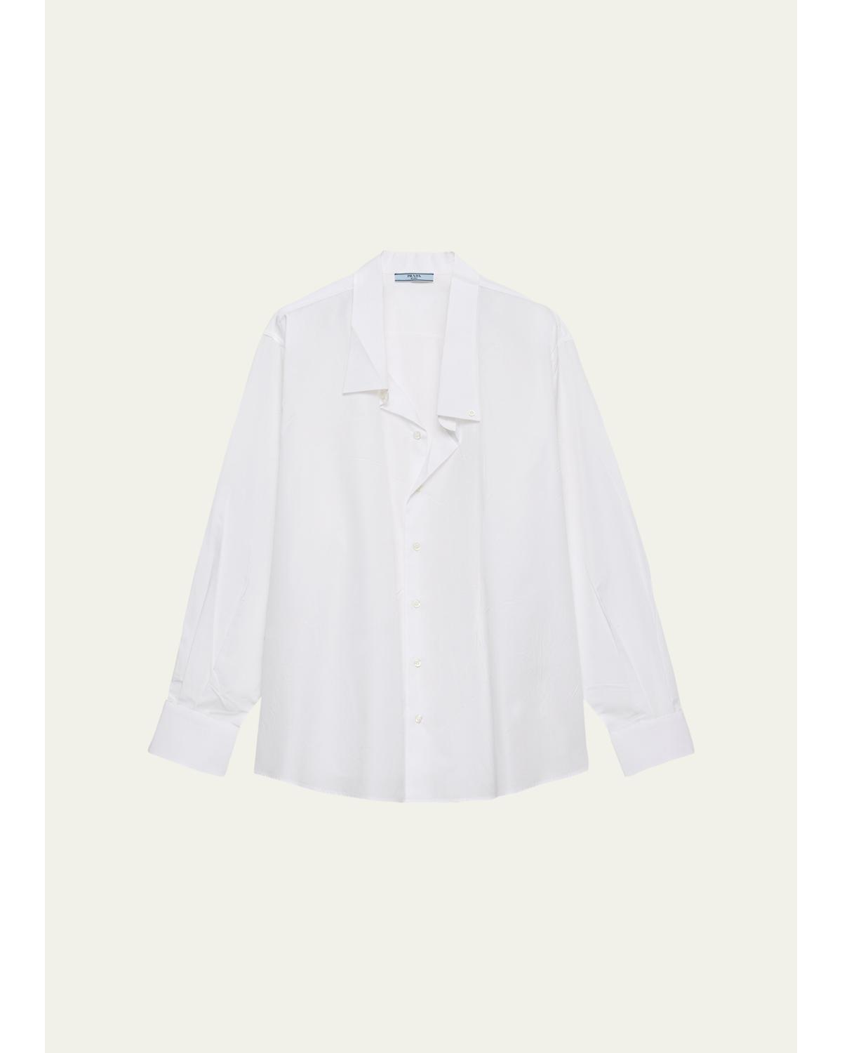 Asymmetric Poplin Button-Down Shirt