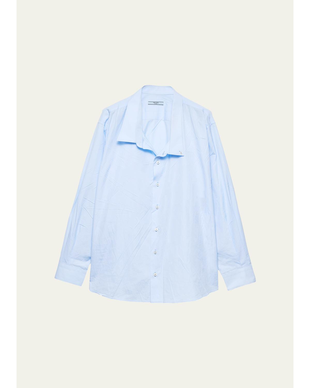 Asymmetric Poplin Button-Down Shirt