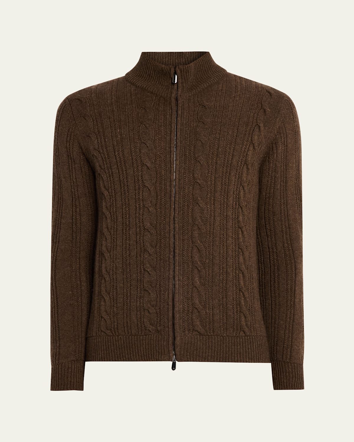 Cesare Attolini Men's Cashmere Cable Modern Fit Full-zip Sweater In Green