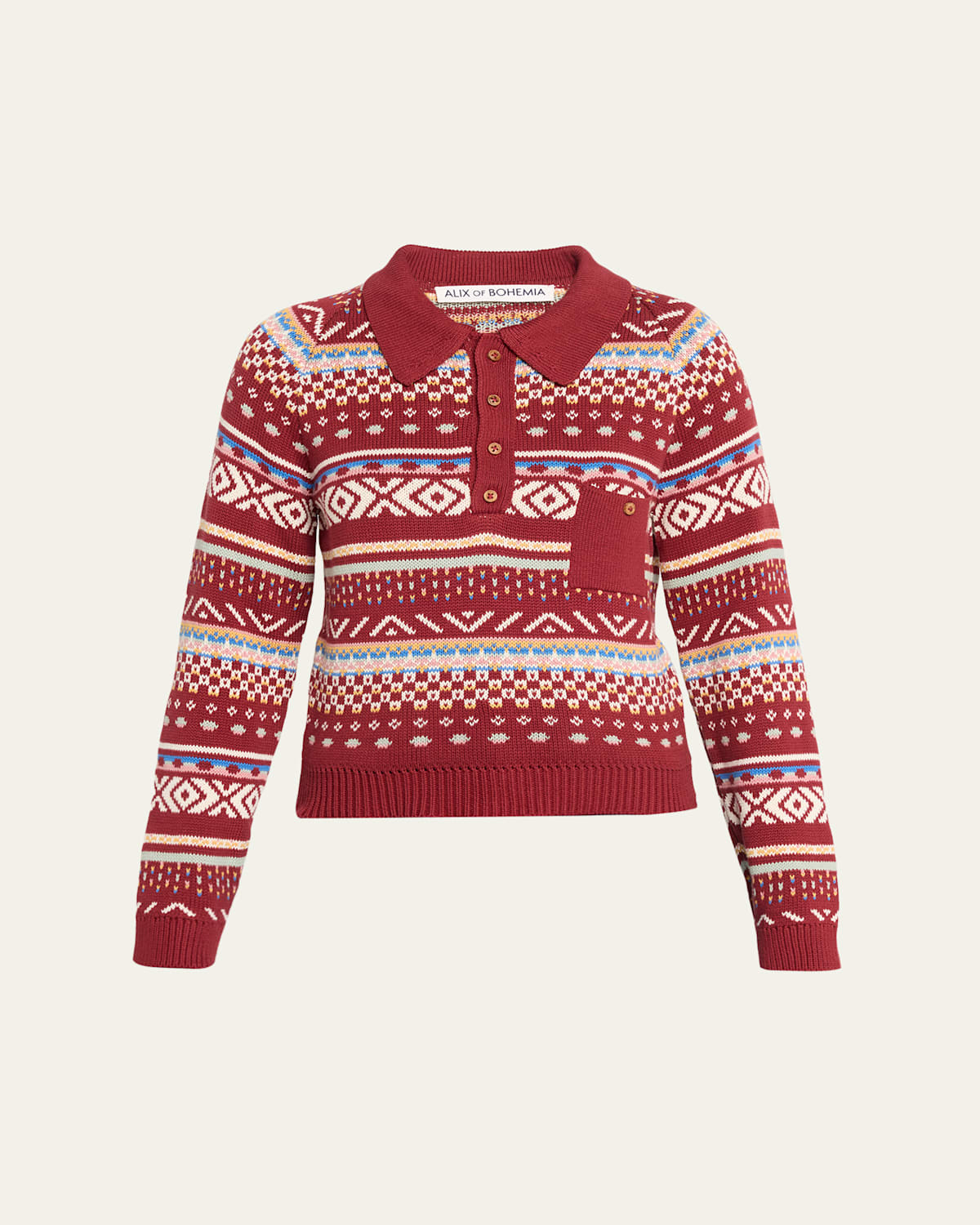 Alix Of Bohemia Liza Mesa Fair Isle Top Red In Red