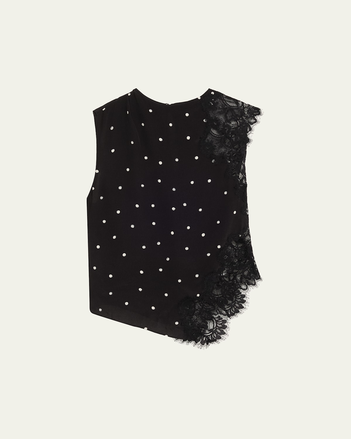 A.l.c Gracie Polka Dot Crepe And Lace Top In Black Cream In Black