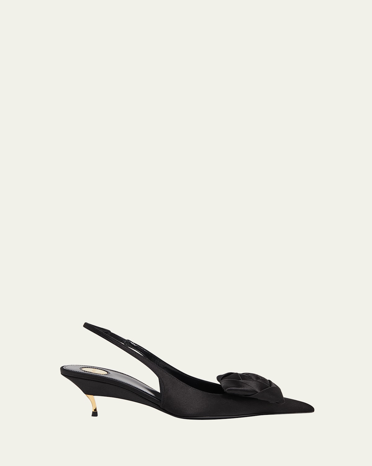 Saint Laurent 50mm Dakota Rose Satin Slingback Pumps In Black