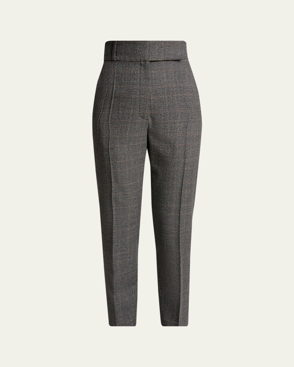 Lanvin High-rise Check Cigarette Ankle Pants In Gray