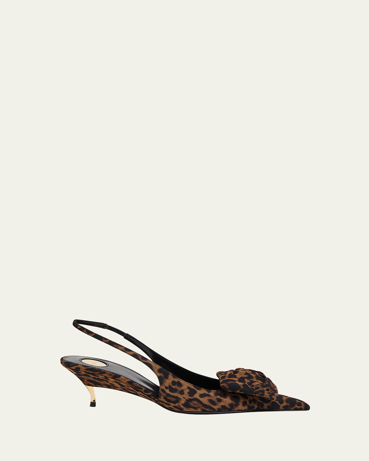 Saint Laurent Dakota Rose Leopard Satin Slingback Pumps In Animal Print