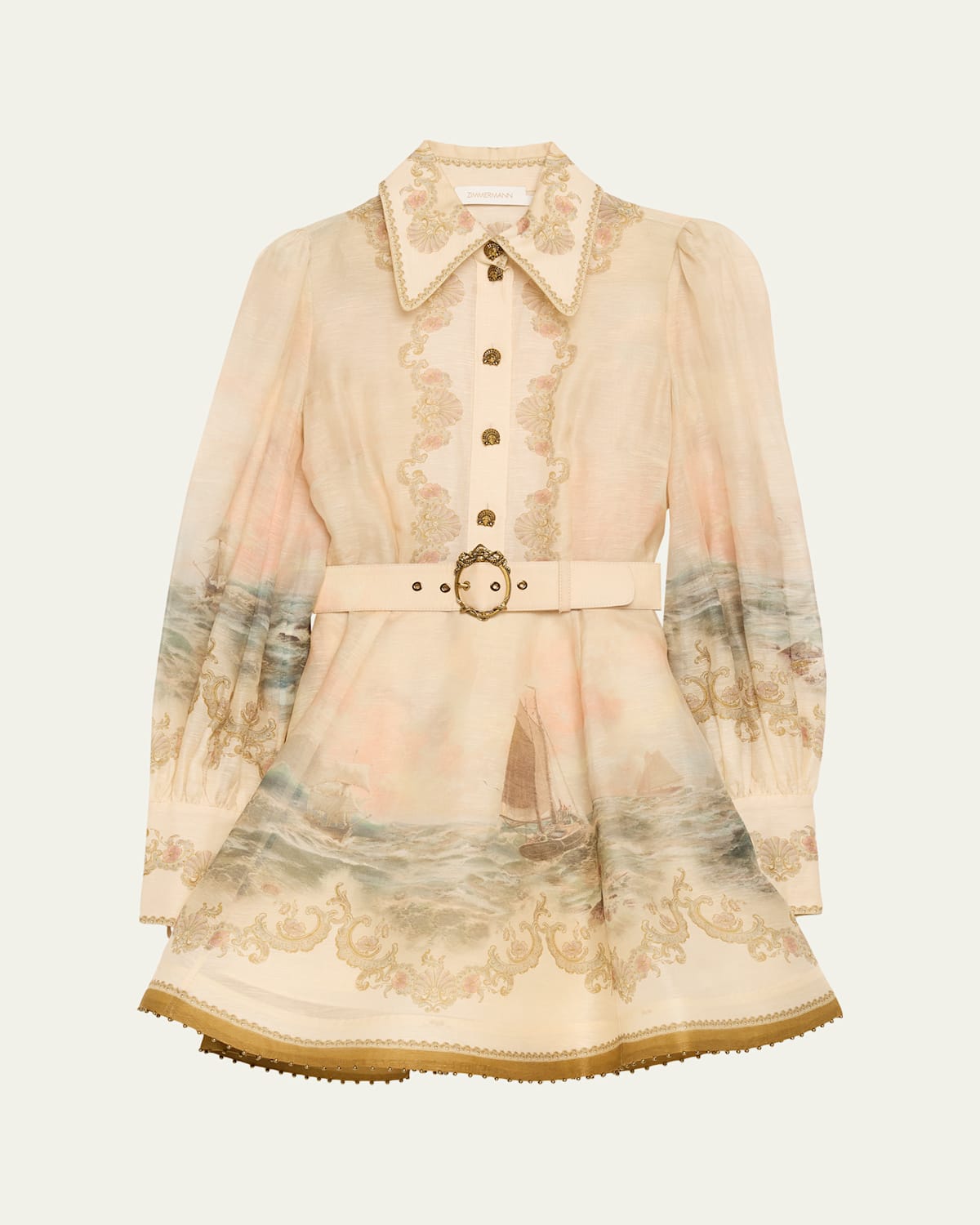 Zimmermann Rebellion Marine Mini Dress In Neutral